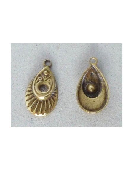 Pendentif goutte Vintage 50's en laiton doré vieilli