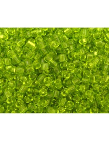 R-20g de perles de rocaille de couleur vert transparent 3,5mm en verre