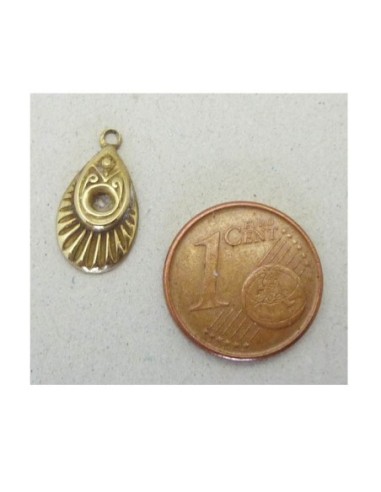 Pendentif goutte Vintage 50's en laiton doré vieilli