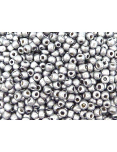 R-20g de perles de rocaille de couleur gris argenté 3,2mm en verre