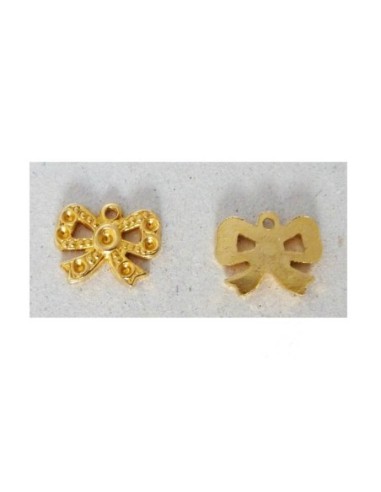 Pendentif noeud filigrane Vintage 60's en métal doré brillant