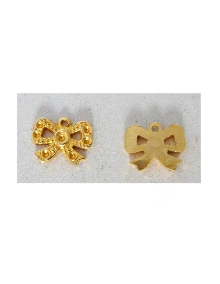 Pendentif noeud filigrane Vintage 60's en métal doré brillant