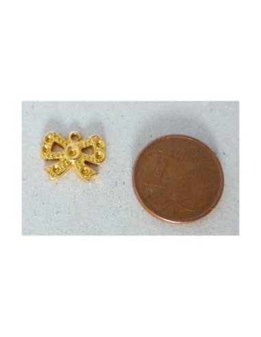 Pendentif noeud filigrane Vintage 60's en métal doré brillant