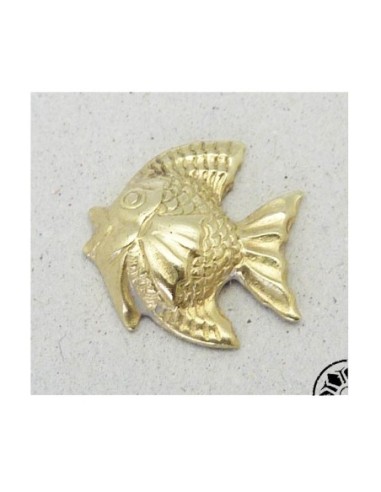 Cabochon, estampe, poisson Vintage Années 60-70 en laiton doré