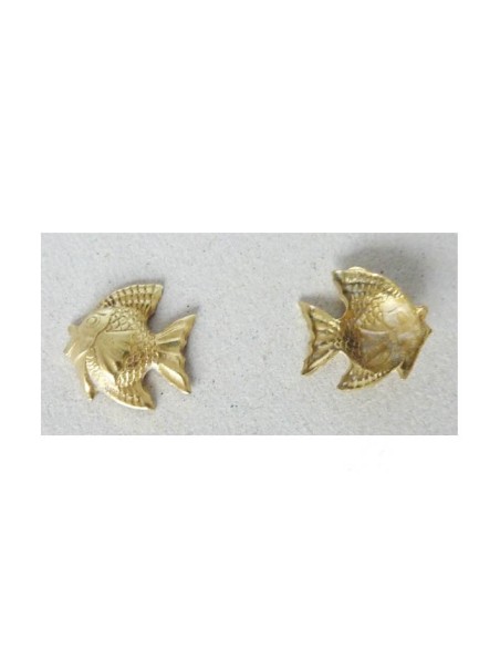 Cabochon, estampe, poisson Vintage Années 60-70 en laiton doré