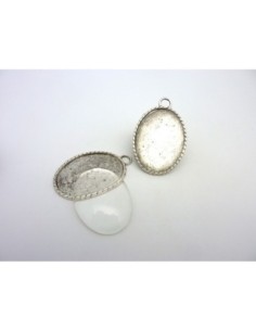 Grand Support cabochon métal argenté 40x30mm 2