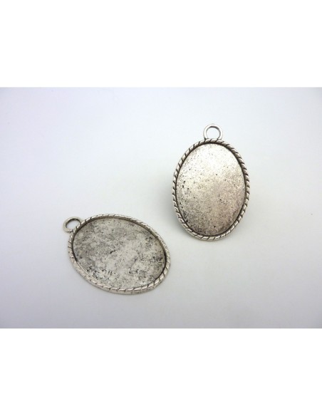 Grand Support cabochon 50mm en métal argenté