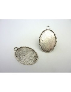 Grand Support cabochon 50mm en métal argenté 2
