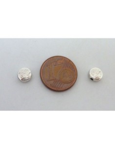 20 Perles pastille gravé 6mm en métal argenté 2