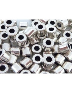 R-20 Perles tube 4,9mm lisse en métal argenté trou 2,3mm