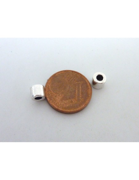 R-20 Perles tube 4,9mm lisse en métal argenté trou 2,3mm