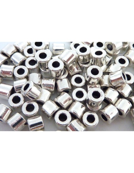 perle métal argenté tube 5mm