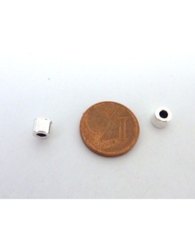 perle métal argenté tube 5mm