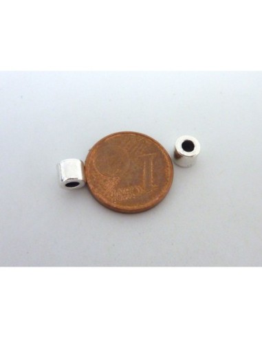 perle métal argenté tube 5mm