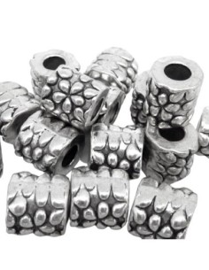 Perle tube argenté à gros trou