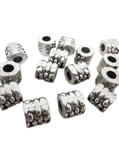 Perle tube argenté à gros trou pour création DIY