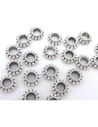 Perle rondelle argenté style ethnique
