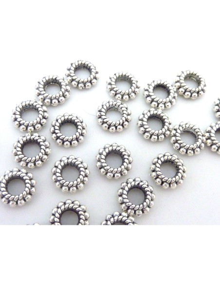 Perle rondelle argenté style ethnique
