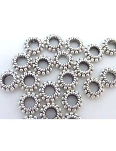 Perle intercalaire en métal argenté style ethnique 8mm