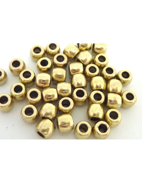 Perle ronde métal doré pâle 6mm