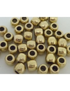 Perle ronde métal doré pâle 6mm 2