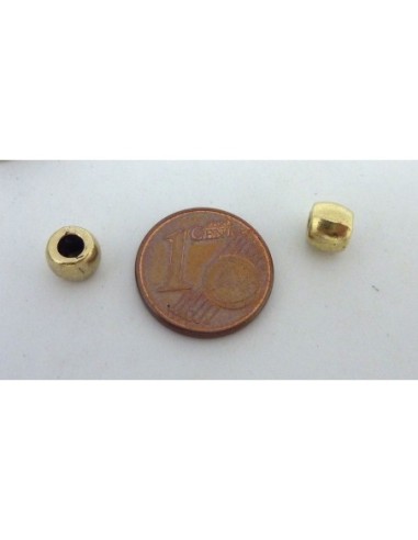 Perle 6mm doré en métal à gros trou