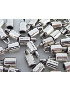 10 Embouts pour cordon 3mm en métal argenté lisse