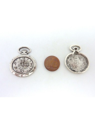 Breloque réveil argenté en métal pas chère