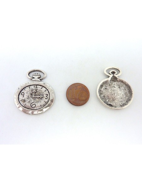 Breloque réveil argenté en métal pas chère