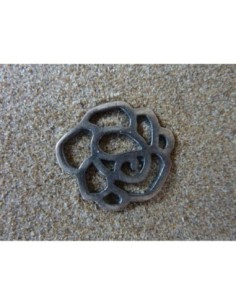 Estampe, pendentif fleur filigrane rose en métal argenté... 2