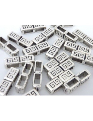 Perle passant double trou rectangulaire pour lanière cuir