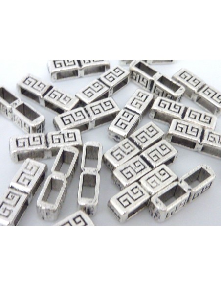 Perle passant double trou rectangulaire pour lanière cuir