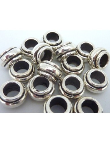 Perle en métal argenté à gros trou pas chère