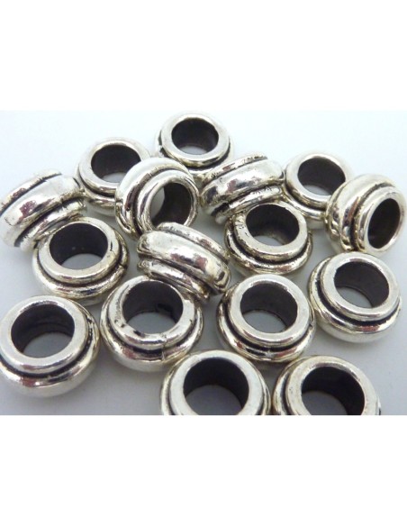 Perle en métal argenté à gros trou pas chère