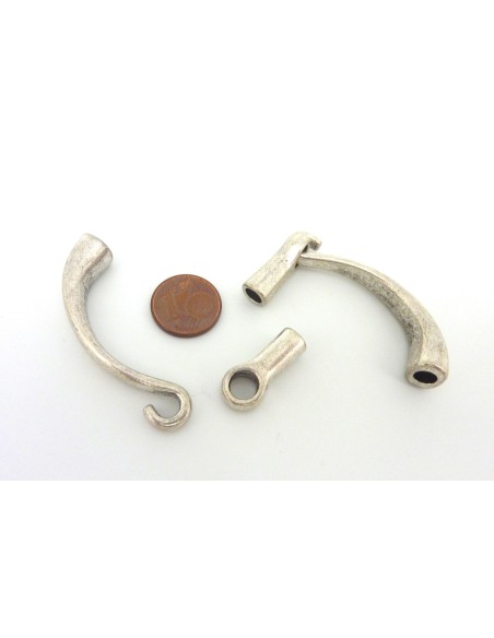 R-Fermoir bracelet jonc crochet pour cordon 4,5 - 5mm en métal argenté