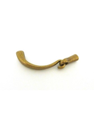 Fermoir crochet bronze pour cordon cuir rond