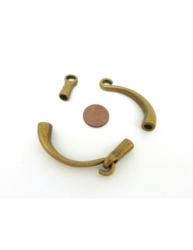 Fermoir crochet bronze pour cordon rond cuir de 4mm pas cher