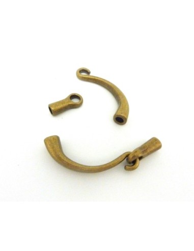 Fermoir crochet bronze pour cordon de 4,5mm jonc