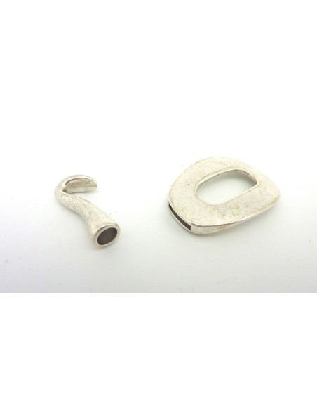 R-Fermoir crochet rectangle 38 x 25mm en métal argenté vieilli