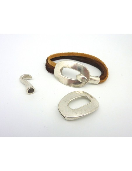 R-Fermoir crochet rectangle 38 x 25mm en métal argenté vieilli