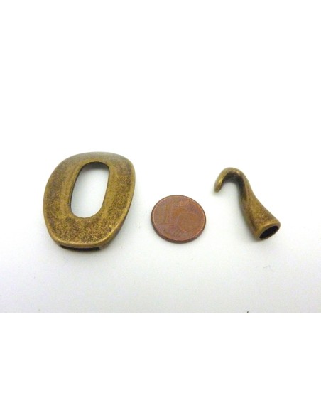 Fermoir crochet rectangle 38 x 25mm en métal de couleur bronze