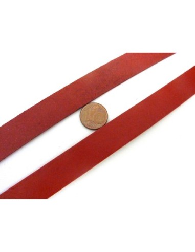20cm lanière cuir largeur 15mm de couleur rouge