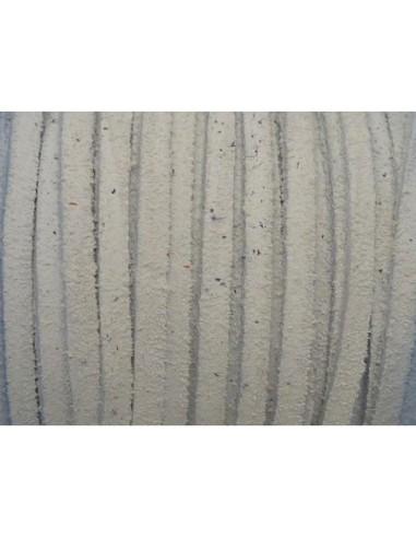 1m de Cordon daim plat 4mm de couleur blanc