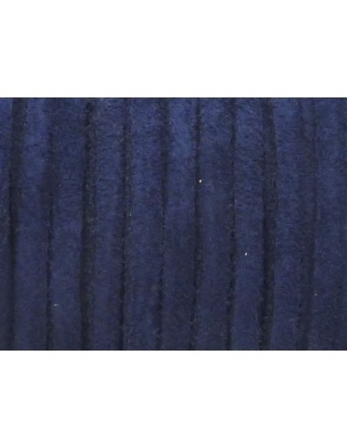 Cordon cuir retourné bleu foncé 4mm