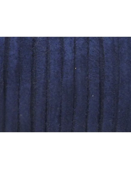 Cordon cuir retourné bleu foncé 4mm
