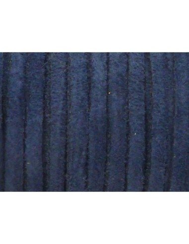 Cordon cuir retourné bleu foncé 4mm