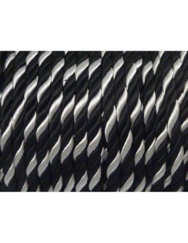 50cm Cordon nylon mouliné 5mm bicolore noir /...