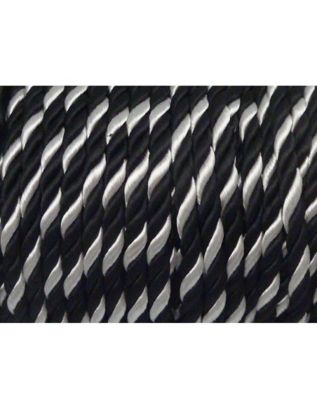 50cm Cordon nylon mouliné 5mm bicolore noir / blanc