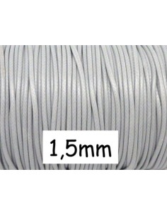 Cordon polyester enduit souple 1,5mm imitation cuir gris clair satiné pour bijoux