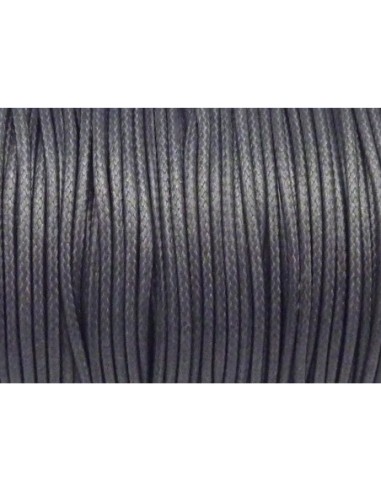 5m Cordon polyester enduit souple 1,5mm imitation cuir gris foncé argenté satiné